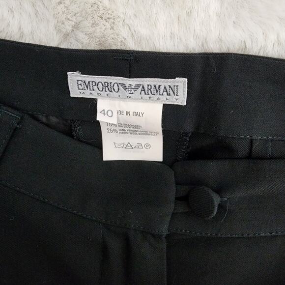 Emporio Armani Black Wool Blend High Waisted Relaxed Fit Trousers | 4 (40) - Picture 6 of 9
